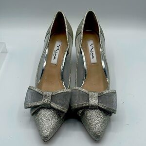 Nina Bianca White Diamond Shoes, Size 7